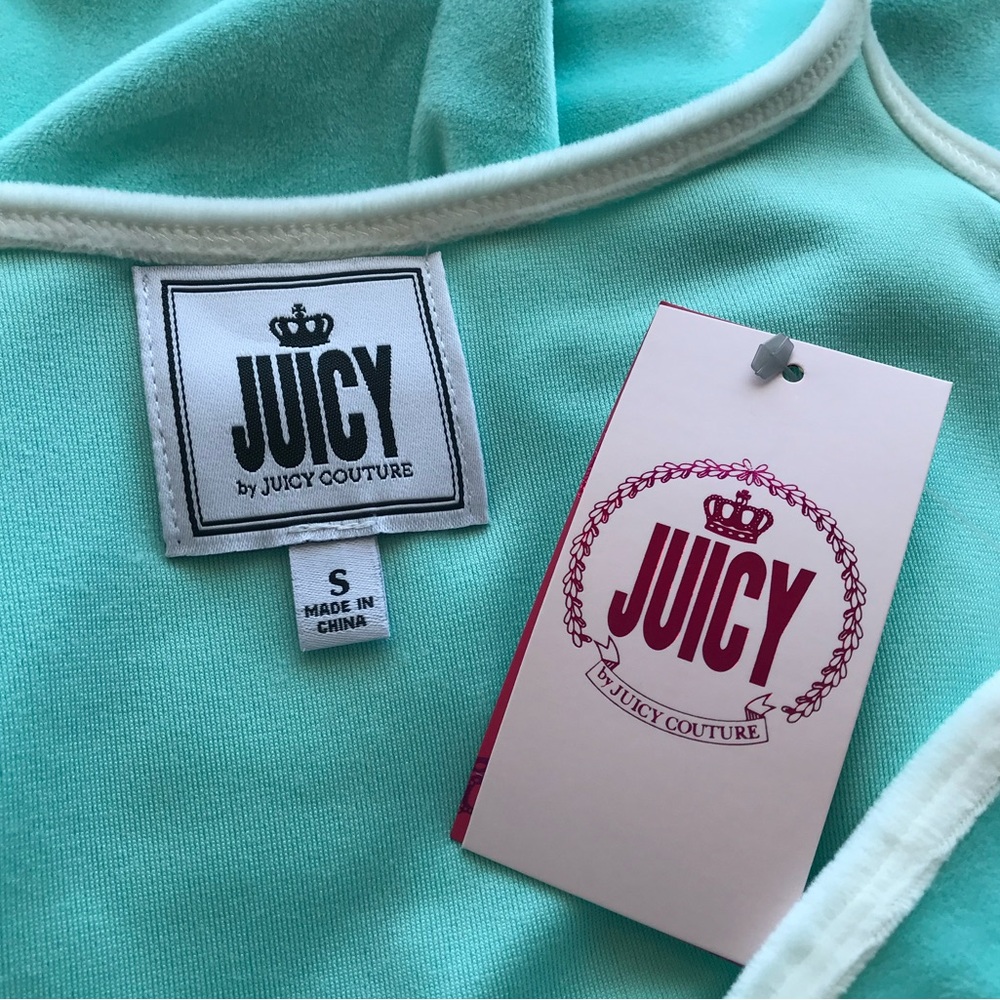 Juicy Couture Y2K Women’s S Aqua Splash Mint Green Soft Terry Romper Shorts NWT - Picture 14 of 16